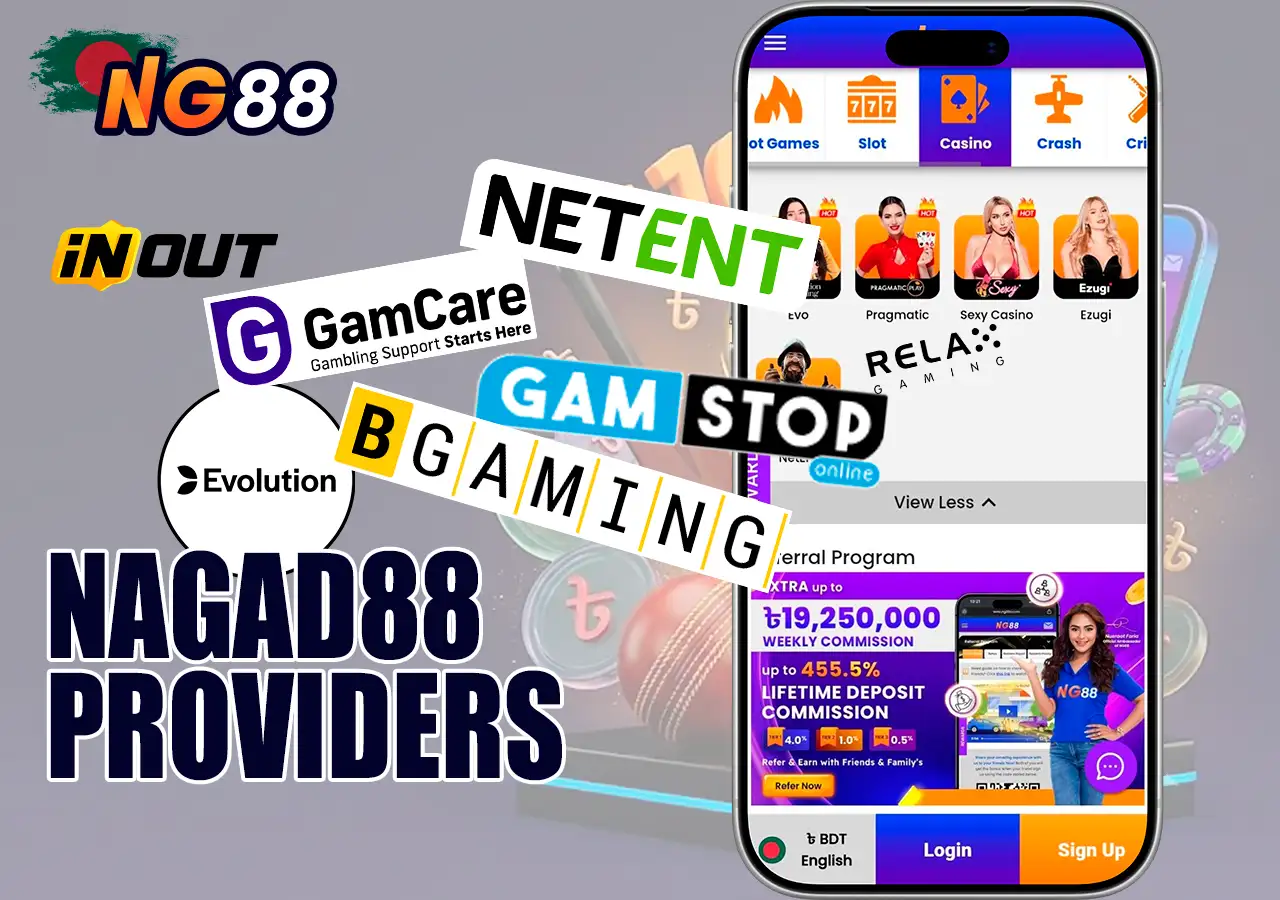 Certified global casino game software providers at Nagad88.